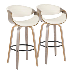 Symphony - Mid-Century Modern Fixed Height Barstool With Swivel With Round Footrest (Set of 2) by Couch.com