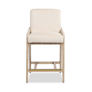 Couch.com Arizona Solid Ash Upholstered Counter Stool With Rope Detail Creme De La Creme White, Durable Design, Fabric Construction, Beige Finish by Couch.com