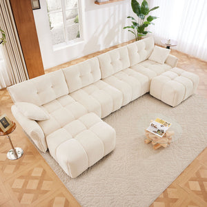 Elegant Sofa Set With Ottoman And Pillows, Textured Chenille, High Resilience Cushions by Couch.com