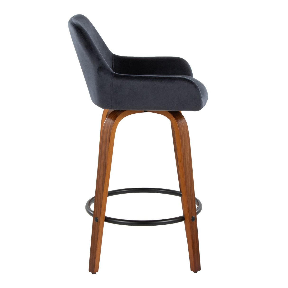 Daniella - Contemporary Fixed Height Counter Stool With Swivel With Round Footrest (Set of 2) by Couch.com