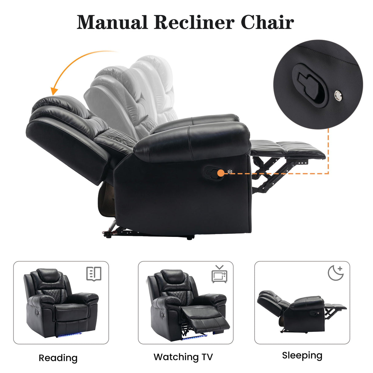 Home Theater Seating Manual Recliner Loveseat With Hide-Away Storage, Cup Holders And Led Light Strip For Living Room by Couch.com