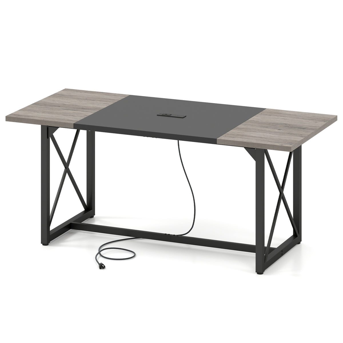 6FT Conference Table with Power Outlets Seats 6-8 People for Office-Natural