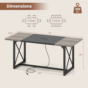 6FT Conference Table with Power Outlets Seats 6-8 People for Office-Natural