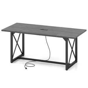 6FT Conference Table with Power Outlets Seats 6-8 People for Office-Gray