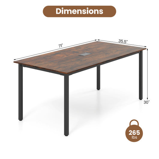 6 Feet Conference Room Table Large Meeting Table Rectangle Seats 8-10 People-Rustic Brown
