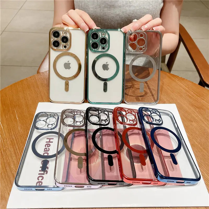 Luxury Plating Clear Magnetic Wireless Charger Case