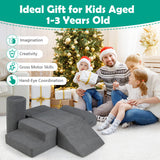 6-Piece Baby Climbing Blocks with 30D High-Density Foam and Carrying Handles-Gray