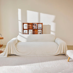 Thick Plush Non-Slip Sofa Throw Cover, Warm Soft Faux Fur Couch Protector for Winter