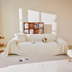 Thick Plush Non-Slip Sofa Throw Cover, Warm Soft Faux Fur Couch Protector for Winter