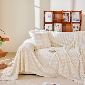 Thick Plush Non-Slip Sofa Throw Cover, Warm Soft Faux Fur Couch Protector for Winter