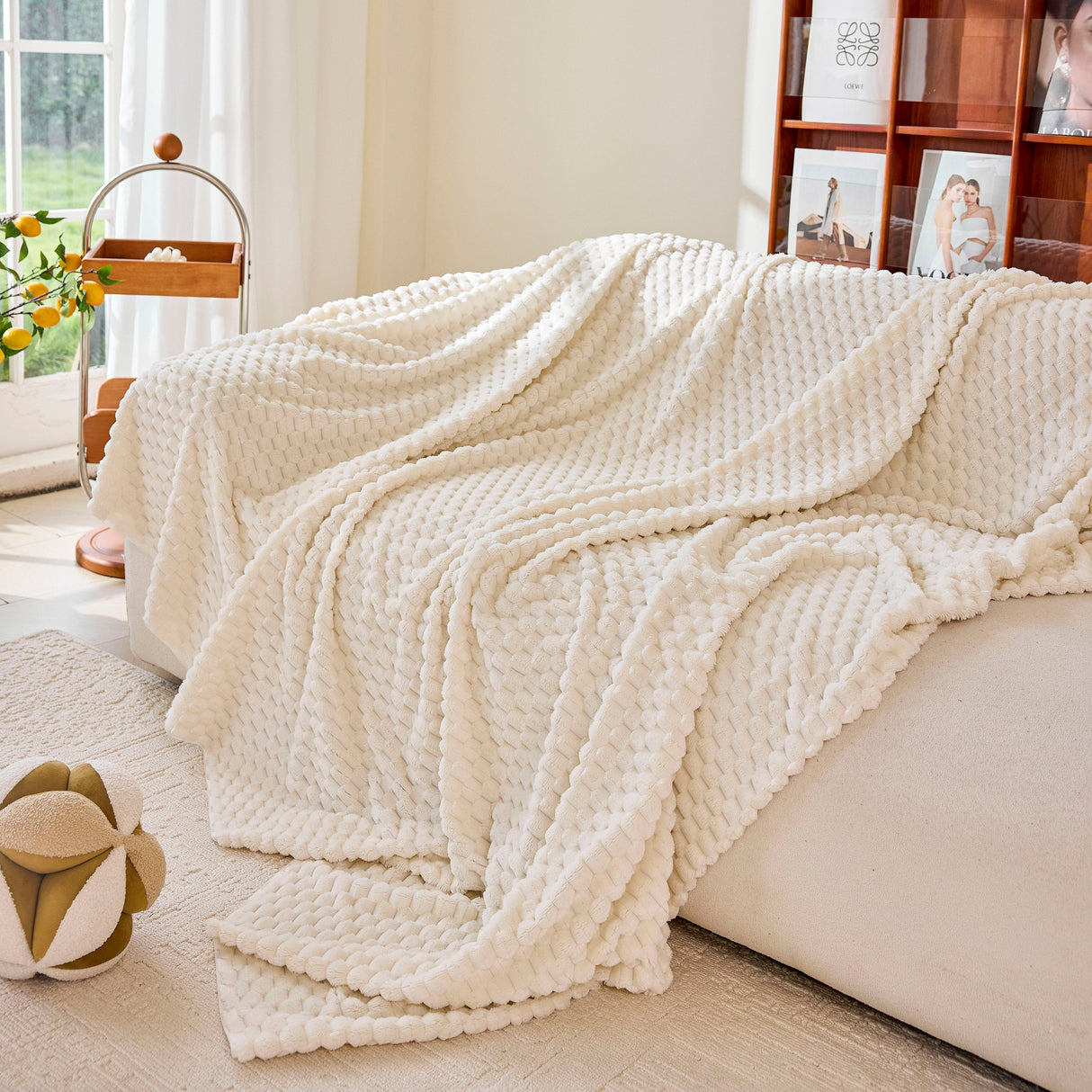 Thick Plush Non-Slip Sofa Throw Cover, Warm Soft Faux Fur Couch Protector for Winter