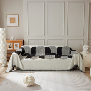 Soft Chenille Tassel Trim Sectional Sofa Protector Couch Covers for Cats Cozy Blanket Sofa Throws