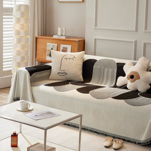 Soft Chenille Tassel Trim Sectional Sofa Protector Couch Covers for Cats Cozy Blanket Sofa Throws