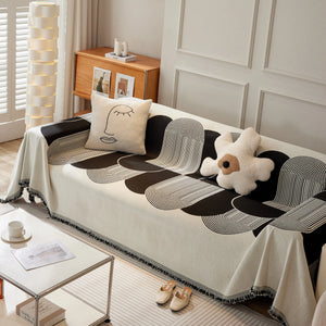 Soft Chenille Tassel Trim Sectional Sofa Protector Couch Covers for Cats Cozy Blanket Sofa Throws