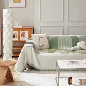 Soft Chenille Tassel Trim Sectional Sofa Protector Couch Covers for Cats Cozy Blanket Sofa Throws