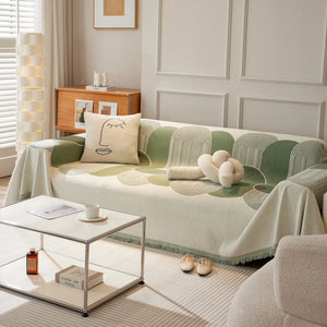 Soft Chenille Tassel Trim Sectional Sofa Protector Couch Covers for Cats Cozy Blanket Sofa Throws