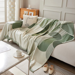 Soft Chenille Tassel Trim Sectional Sofa Protector Couch Covers for Cats Cozy Blanket Sofa Throws