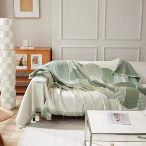 Soft Chenille Tassel Trim Sectional Sofa Protector Couch Covers for Cats Cozy Blanket Sofa Throws