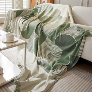 Soft Chenille Tassel Trim Sectional Sofa Protector Couch Covers for Cats Cozy Blanket Sofa Throws