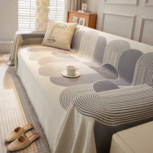 Soft Chenille Tassel Trim Sectional Sofa Protector Couch Covers for Cats Cozy Blanket Sofa Throws