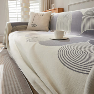 Soft Chenille Tassel Trim Sectional Sofa Protector Couch Covers for Cats Cozy Blanket Sofa Throws