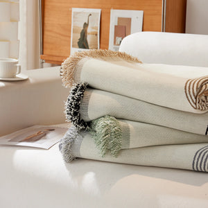 Soft Chenille Tassel Trim Sectional Sofa Protector Couch Covers for Cats Cozy Blanket Sofa Throws