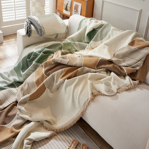 Soft Chenille Tassel Trim Sectional Sofa Protector Couch Covers for Cats Cozy Blanket Sofa Throws