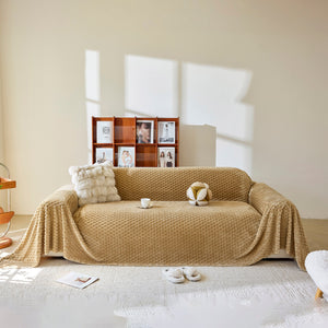 Thick Plush Non-Slip Sofa Throw Cover, Warm Soft Faux Fur Couch Protector for Winter