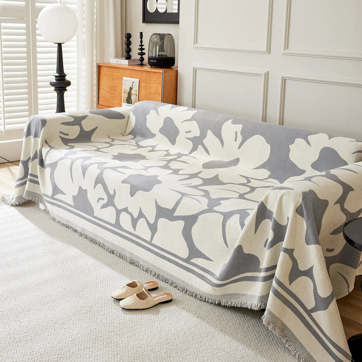 Chenille Floral Soft Thick Reversible Blanket Covers for Couch, Couch Protector Blanket Cover Sofa