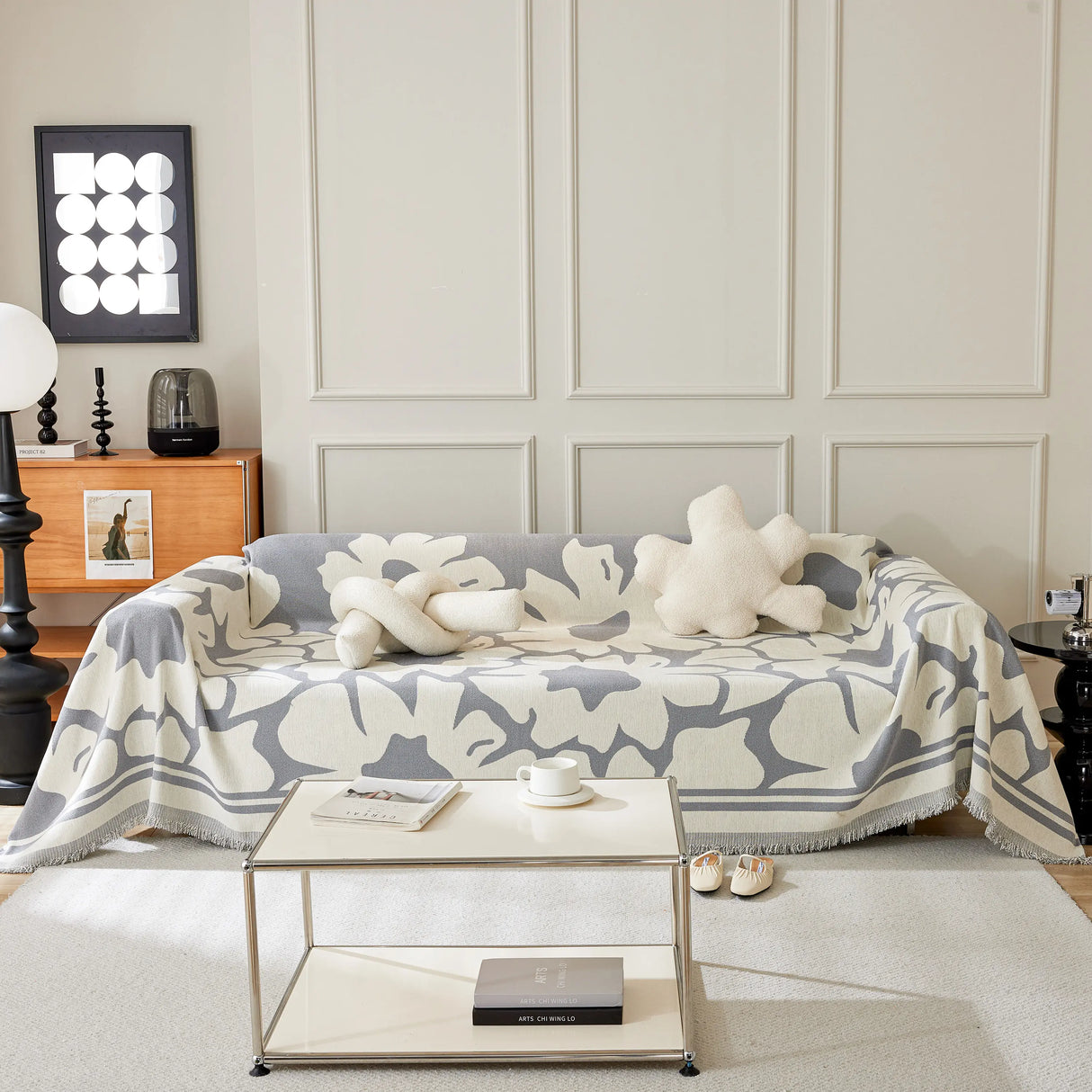 Chenille Floral Soft Thick Reversible Blanket Covers for Couch, Couch Protector Blanket Cover Sofa