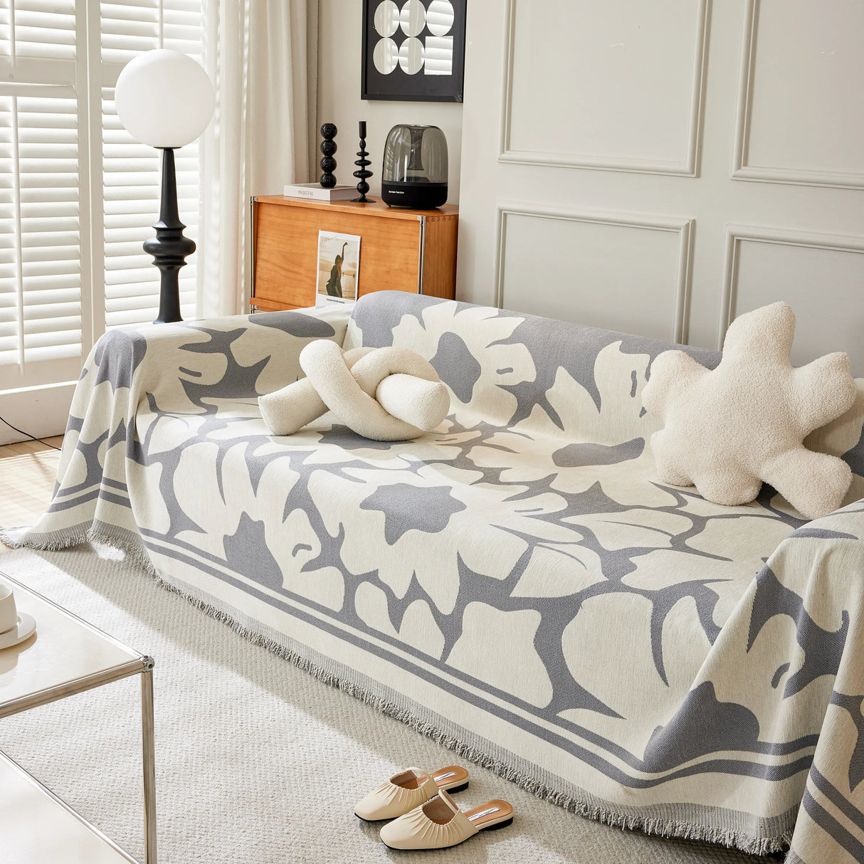 Chenille Floral Soft Thick Reversible Blanket Covers for Couch, Couch Protector Blanket Cover Sofa