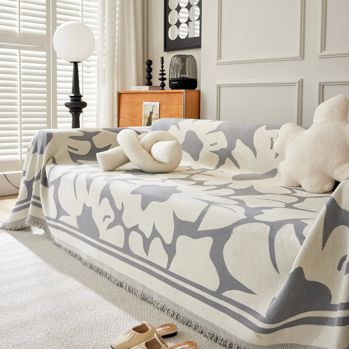 Chenille Floral Soft Thick Reversible Blanket Covers for Couch, Couch Protector Blanket Cover Sofa