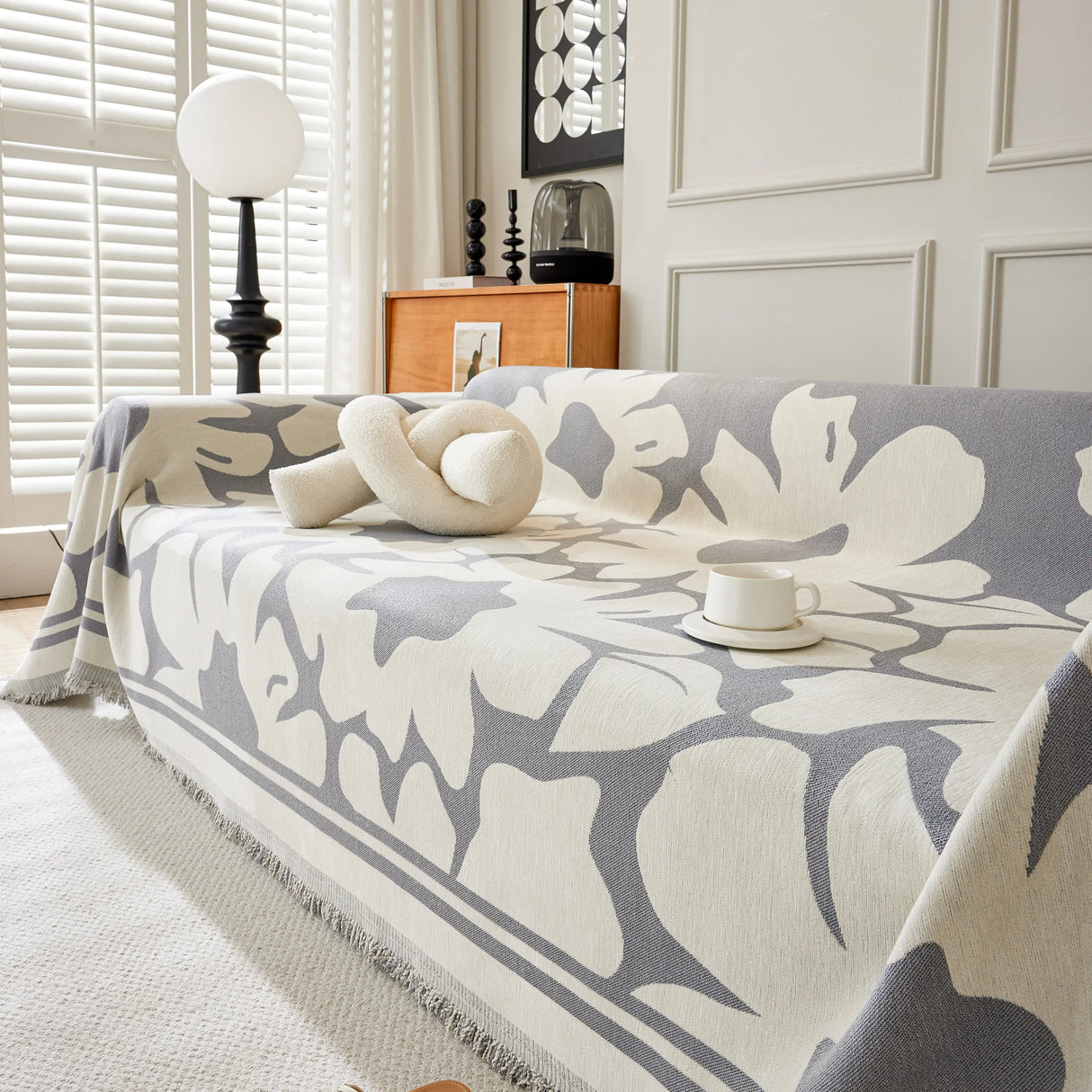 Chenille Floral Soft Thick Reversible Blanket Covers for Couch, Couch Protector Blanket Cover Sofa