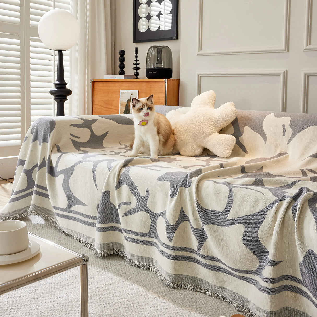 Chenille Floral Soft Thick Reversible Blanket Covers for Couch, Couch Protector Blanket Cover Sofa