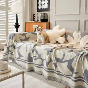 Chenille Floral Soft Thick Reversible Blanket Covers for Couch, Couch Protector Blanket Cover Sofa