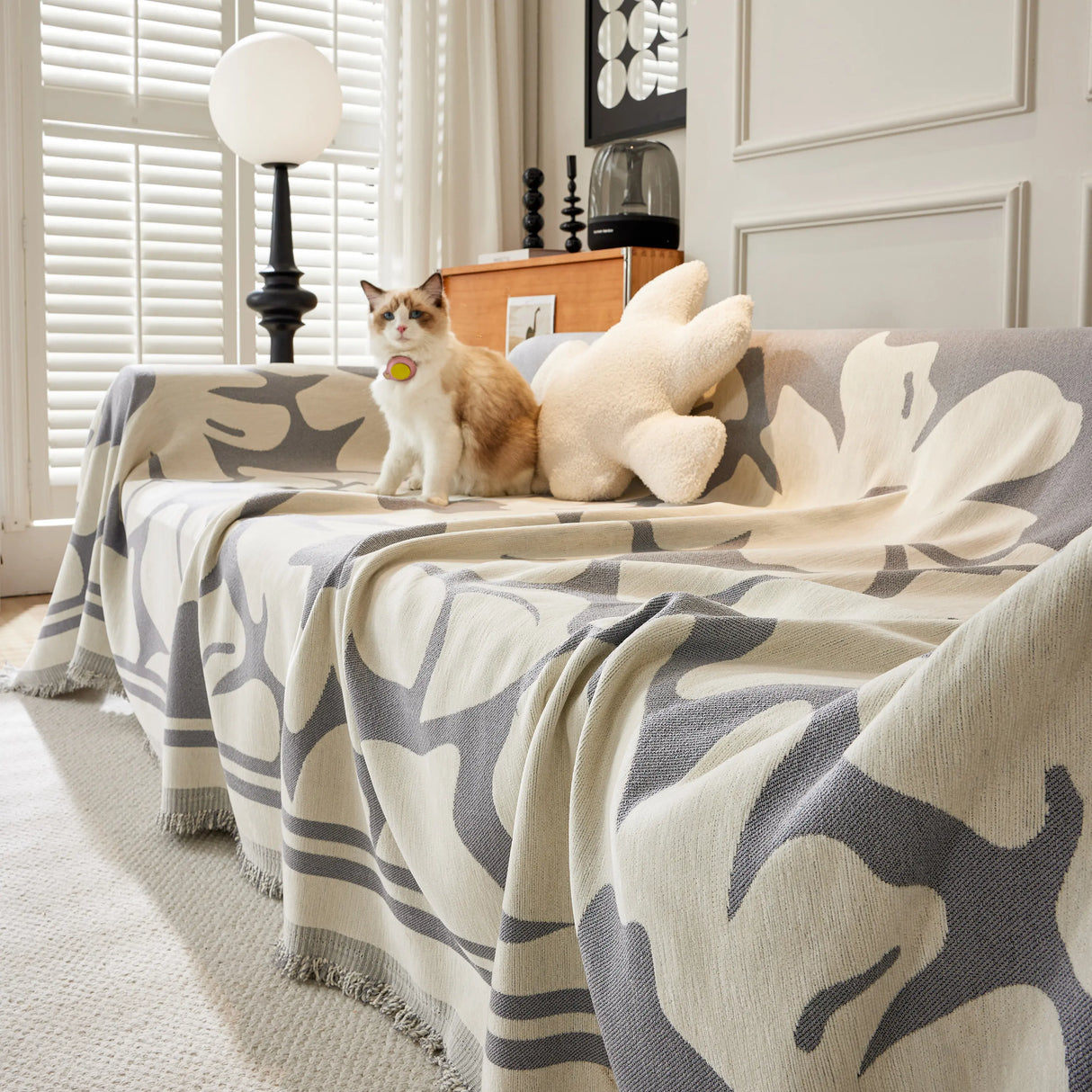 Chenille Floral Soft Thick Reversible Blanket Covers for Couch, Couch Protector Blanket Cover Sofa