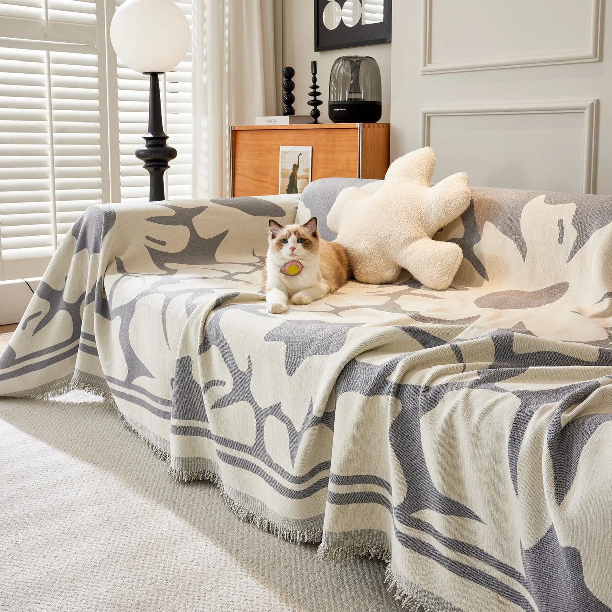 Chenille Floral Soft Thick Reversible Blanket Covers for Couch, Couch Protector Blanket Cover Sofa