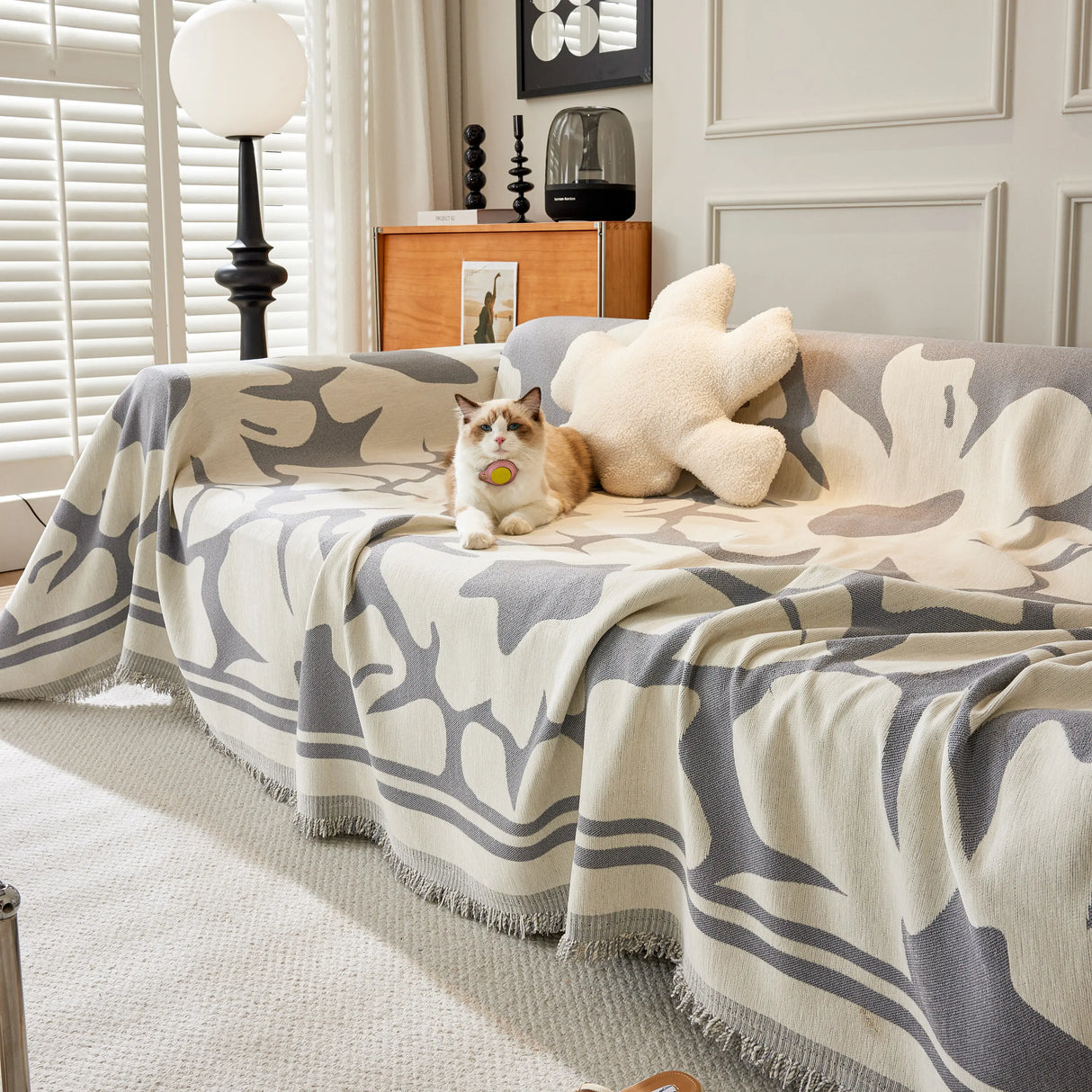 Chenille Floral Soft Thick Reversible Blanket Covers for Couch, Couch Protector Blanket Cover Sofa