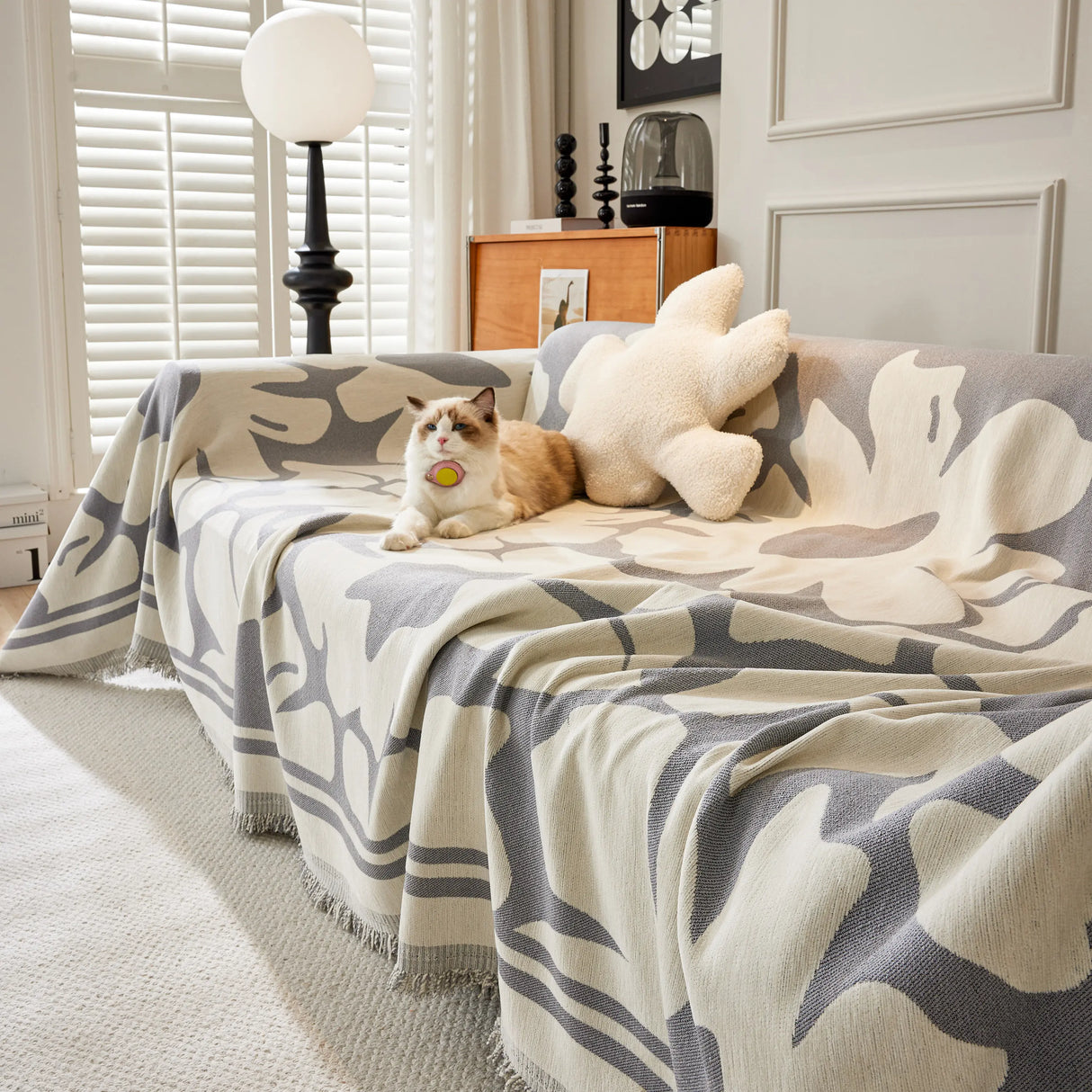 Chenille Floral Soft Thick Reversible Blanket Covers for Couch, Couch Protector Blanket Cover Sofa