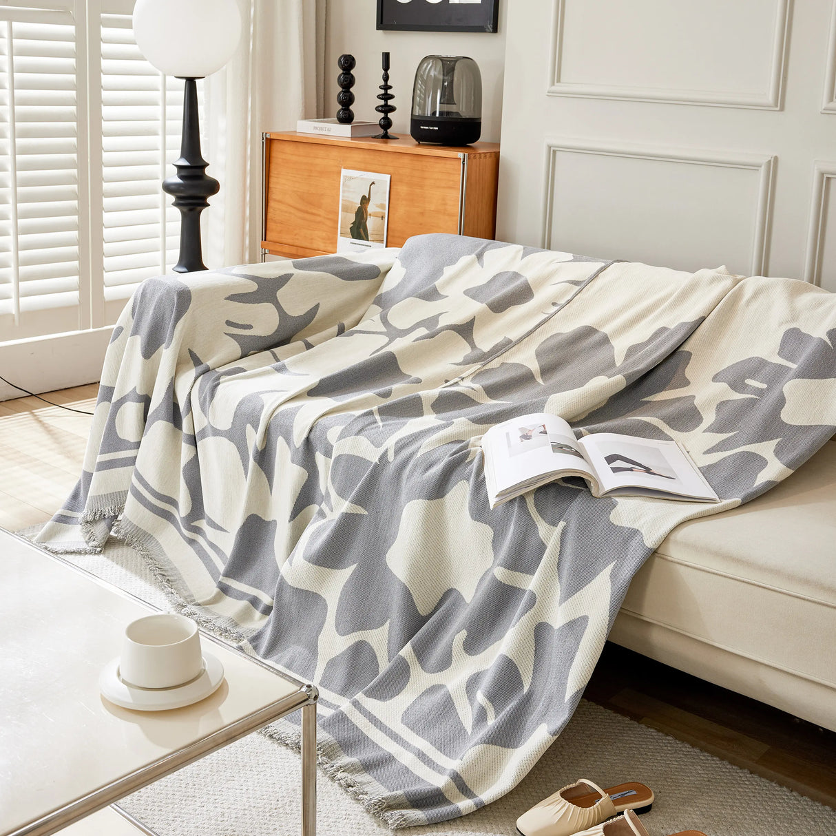 Chenille Floral Soft Thick Reversible Blanket Covers for Couch, Couch Protector Blanket Cover Sofa