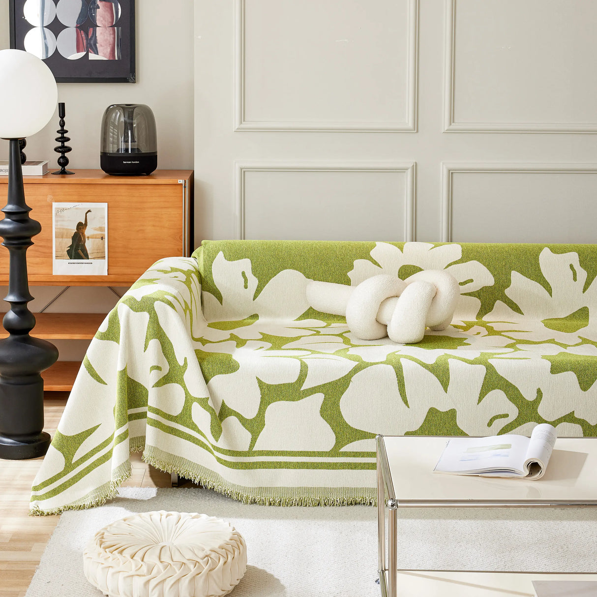 Chenille Floral Soft Thick Reversible Blanket Covers for Couch, Couch Protector Blanket Cover Sofa