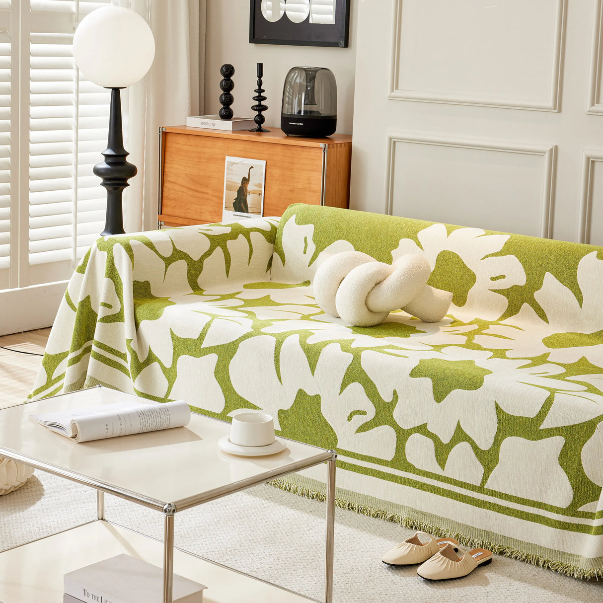 Chenille Floral Soft Thick Reversible Blanket Covers for Couch, Couch Protector Blanket Cover Sofa