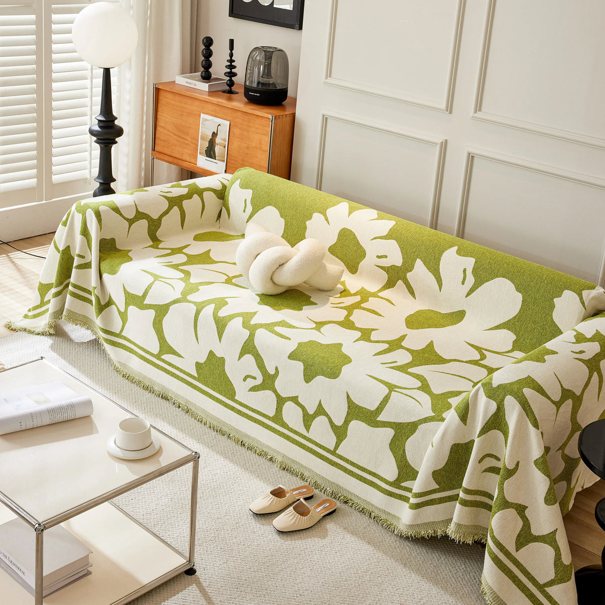 Chenille Floral Soft Thick Reversible Blanket Covers for Couch, Couch Protector Blanket Cover Sofa