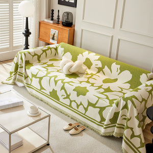 Chenille Floral Soft Thick Reversible Blanket Covers for Couch, Couch Protector Blanket Cover Sofa