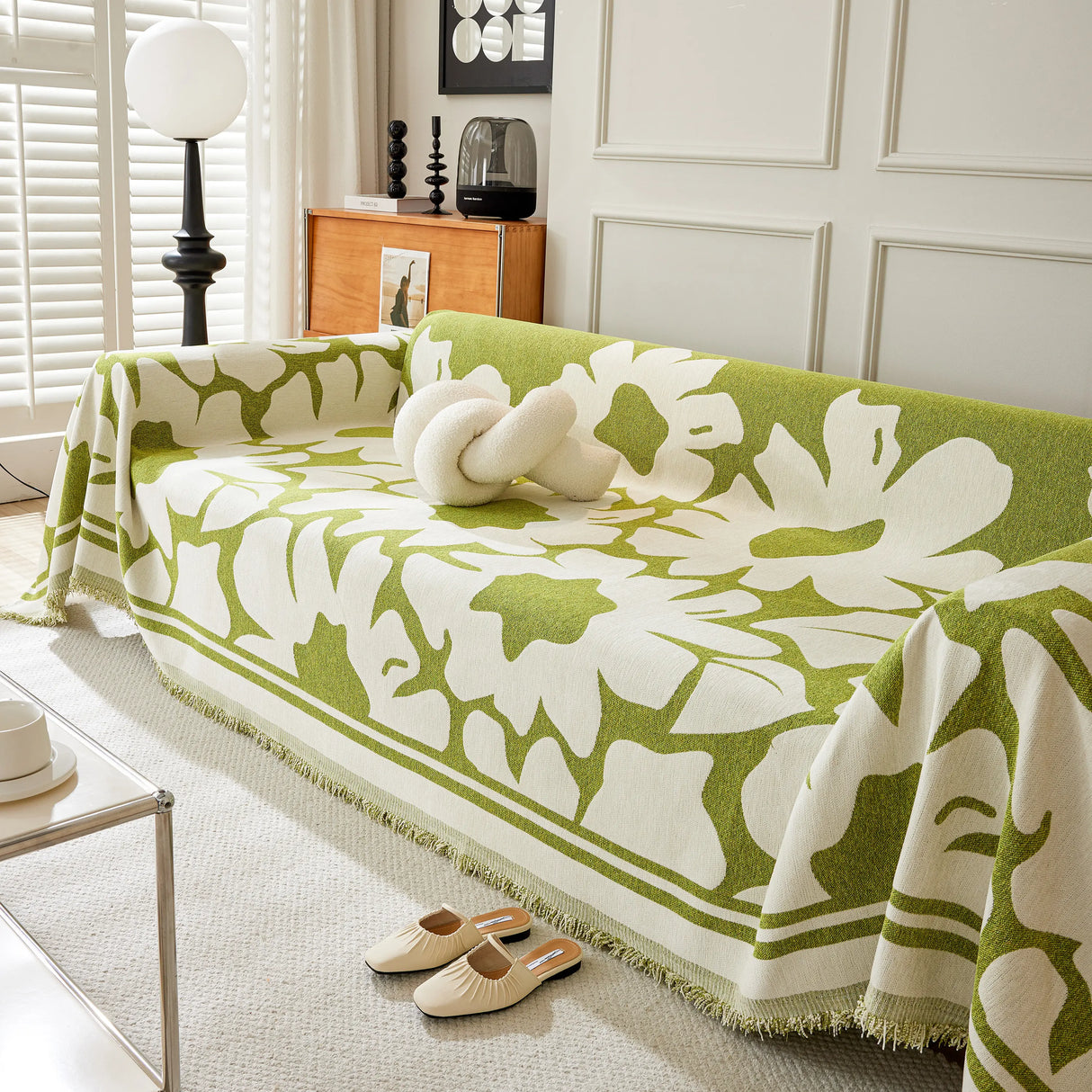 Chenille Floral Soft Thick Reversible Blanket Covers for Couch, Couch Protector Blanket Cover Sofa