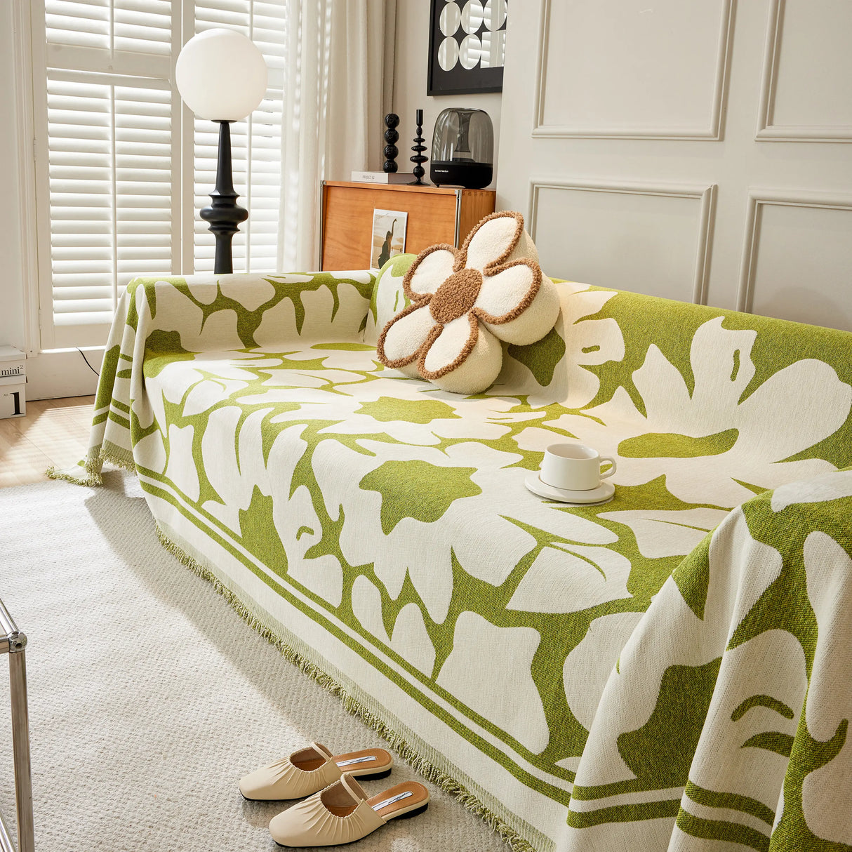 Chenille Floral Soft Thick Reversible Blanket Covers for Couch, Couch Protector Blanket Cover Sofa