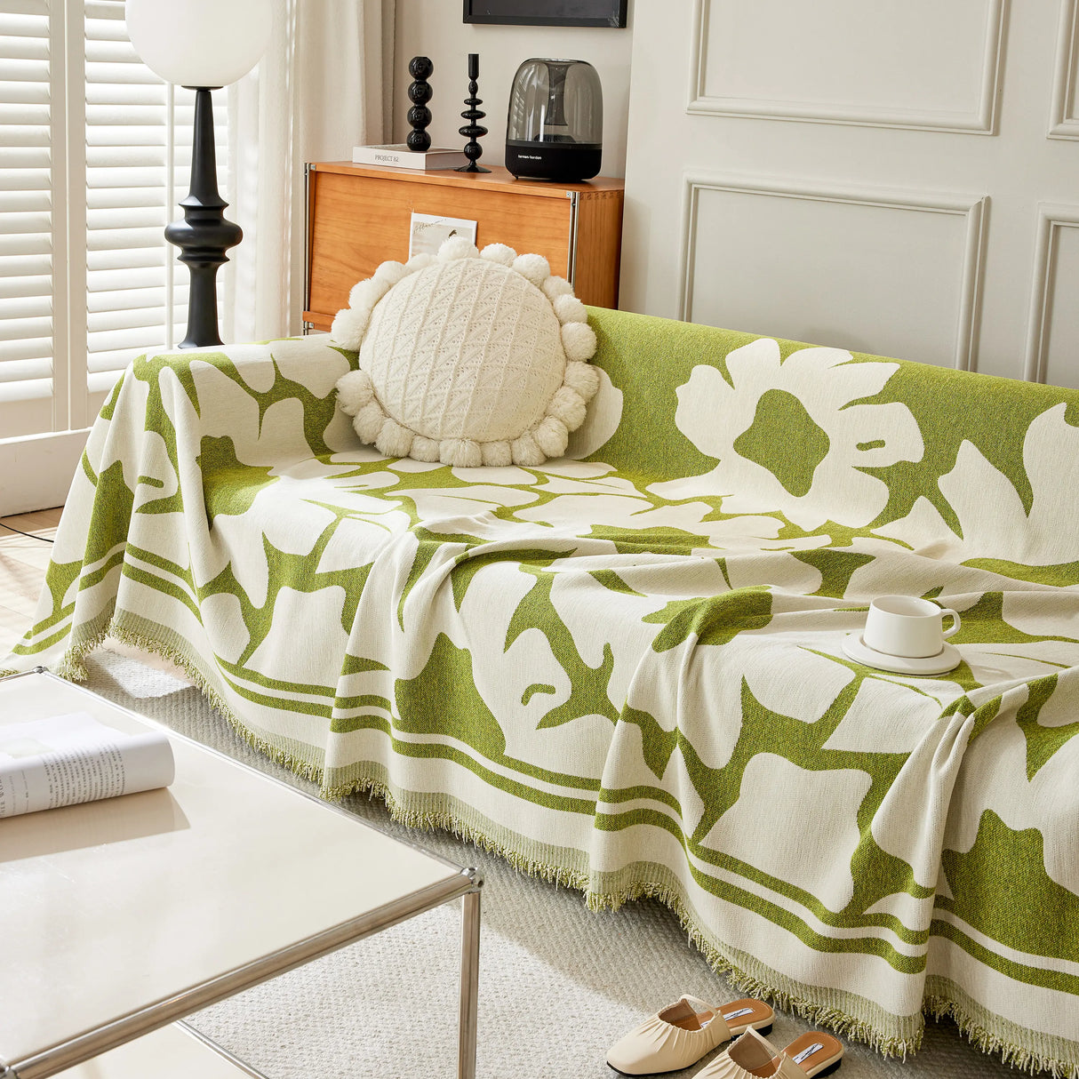 Chenille Floral Soft Thick Reversible Blanket Covers for Couch, Couch Protector Blanket Cover Sofa