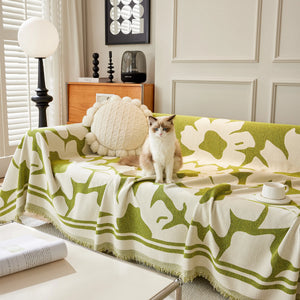 Chenille Floral Soft Thick Reversible Blanket Covers for Couch, Couch Protector Blanket Cover Sofa