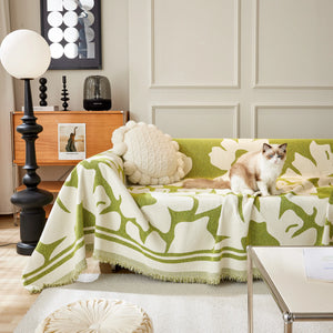 Chenille Floral Soft Thick Reversible Blanket Covers for Couch, Couch Protector Blanket Cover Sofa