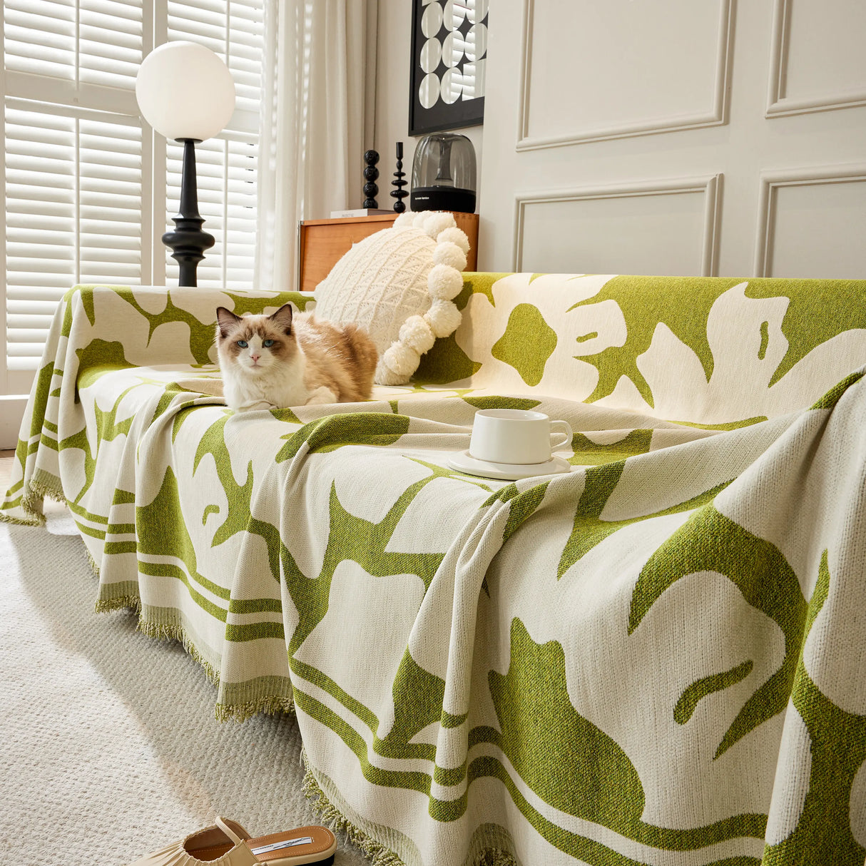 Chenille Floral Soft Thick Reversible Blanket Covers for Couch, Couch Protector Blanket Cover Sofa